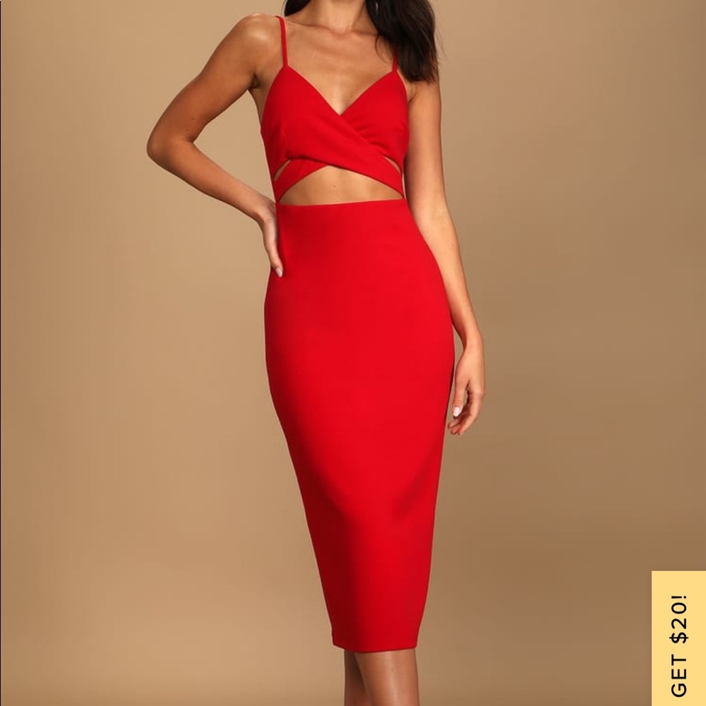 Lulus Cross Your Heart Bodycon Midi Dress